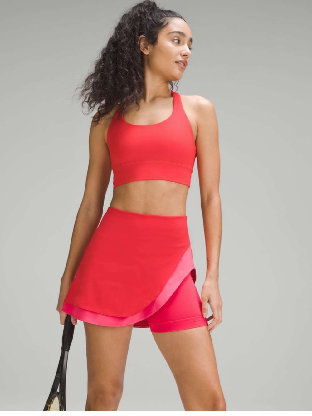 lululemon sz 8 Asymmetrical Layered Tennis Skirt — Hot Heat Red Glow high rise